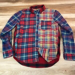 Abercrombie & Fitch Mens Patchwork Plaid Flannel Shirt Multicolor Cotton Small